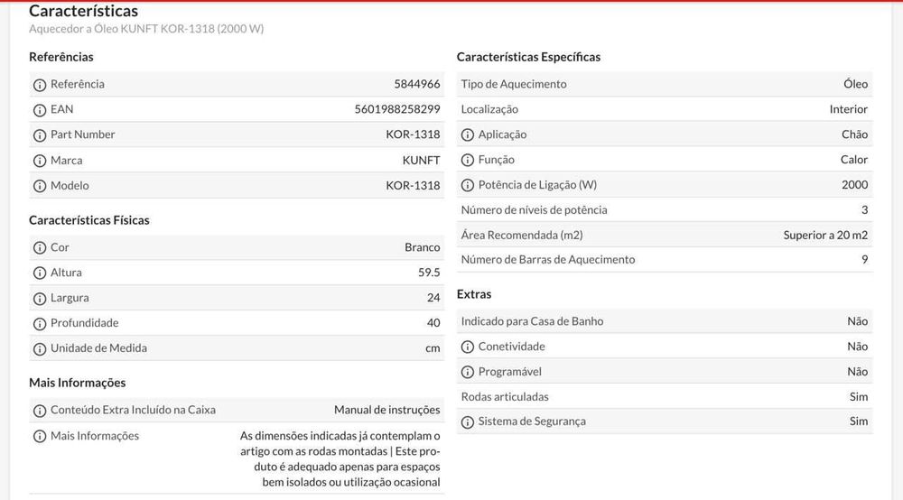 Aquecedor a Óleo KUNFT, oil radiator