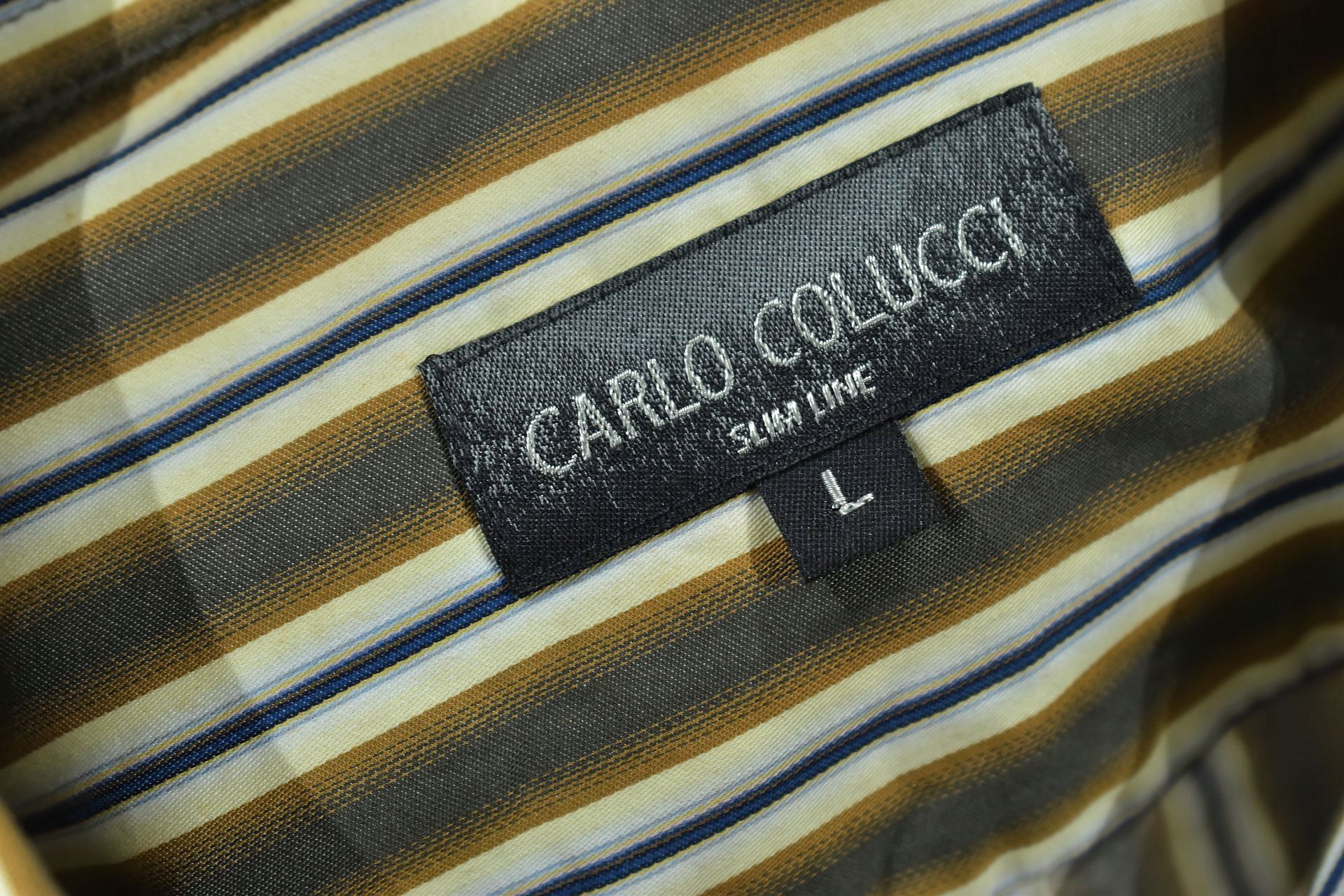 CARLO COLUCCI Slim Line Koszula w Paski Męska / L