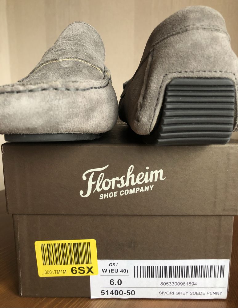 Florsheim, мокасины из натуральной замши, р. 40 26,5 см