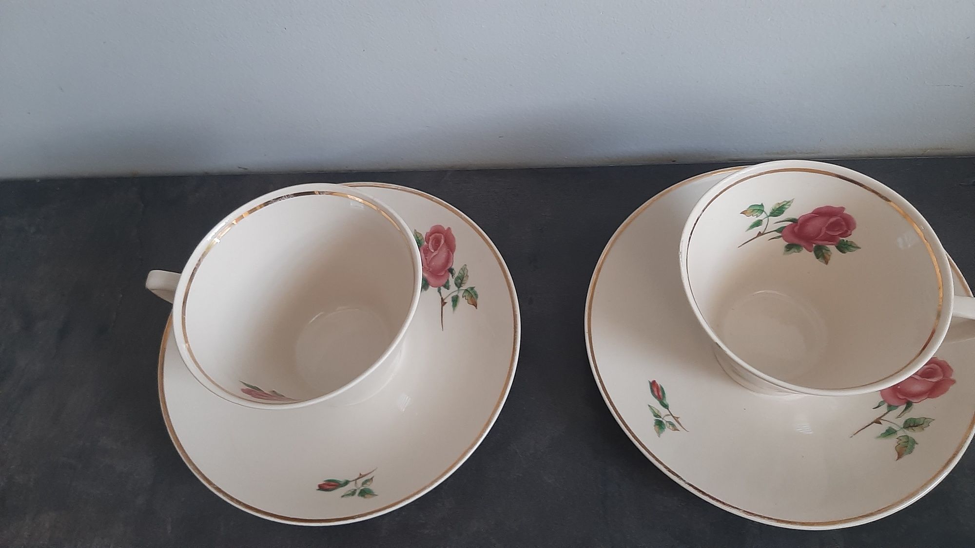 2 filiżanki z talerzykami porcelana Chodzież