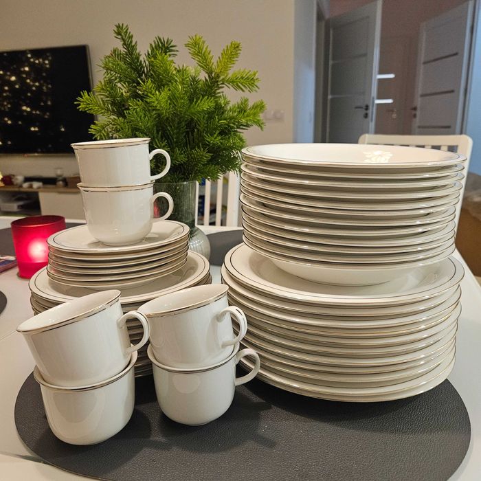 Zepter Pilon zestaw obiadowy + filiżanki+łyżeczki biały porcelana