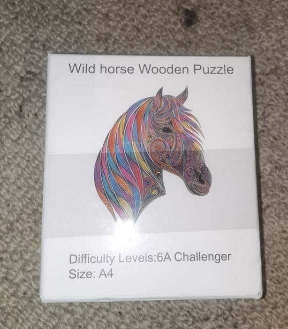 Nowe puzzle drewniane klocki KOŃ