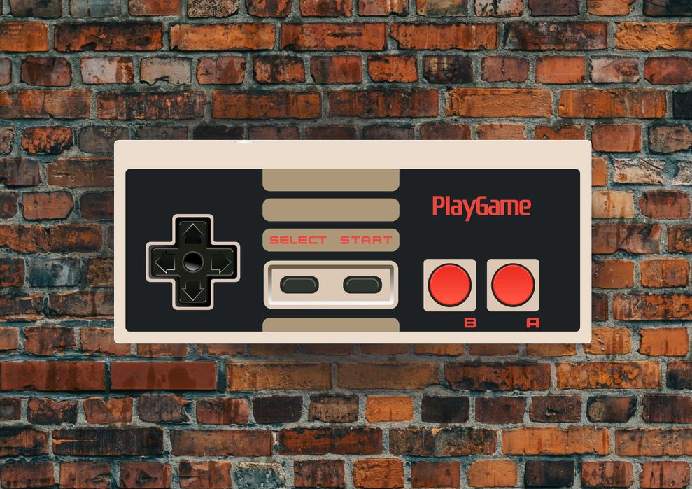 LED Neon JOYSTICK NINTENDO NES, Neon na ściane dla gracza, 8-Bit