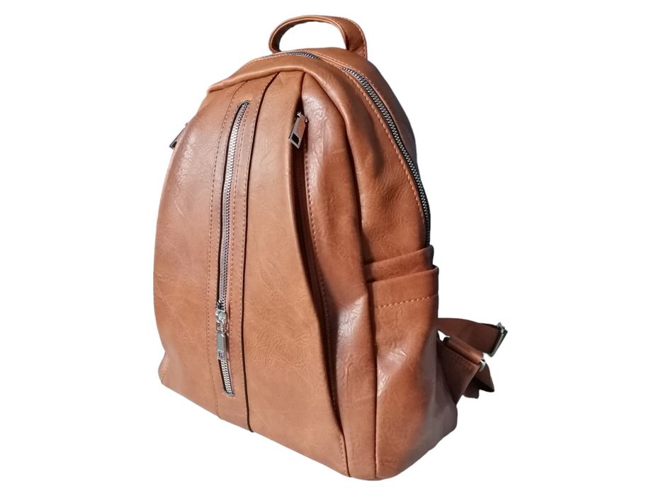 Plecak damski - miejski brązowy średni modny plecak na ramię