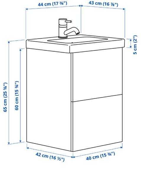Armário p/lavatorio c/ 2 gavetas 44x43x65 cm