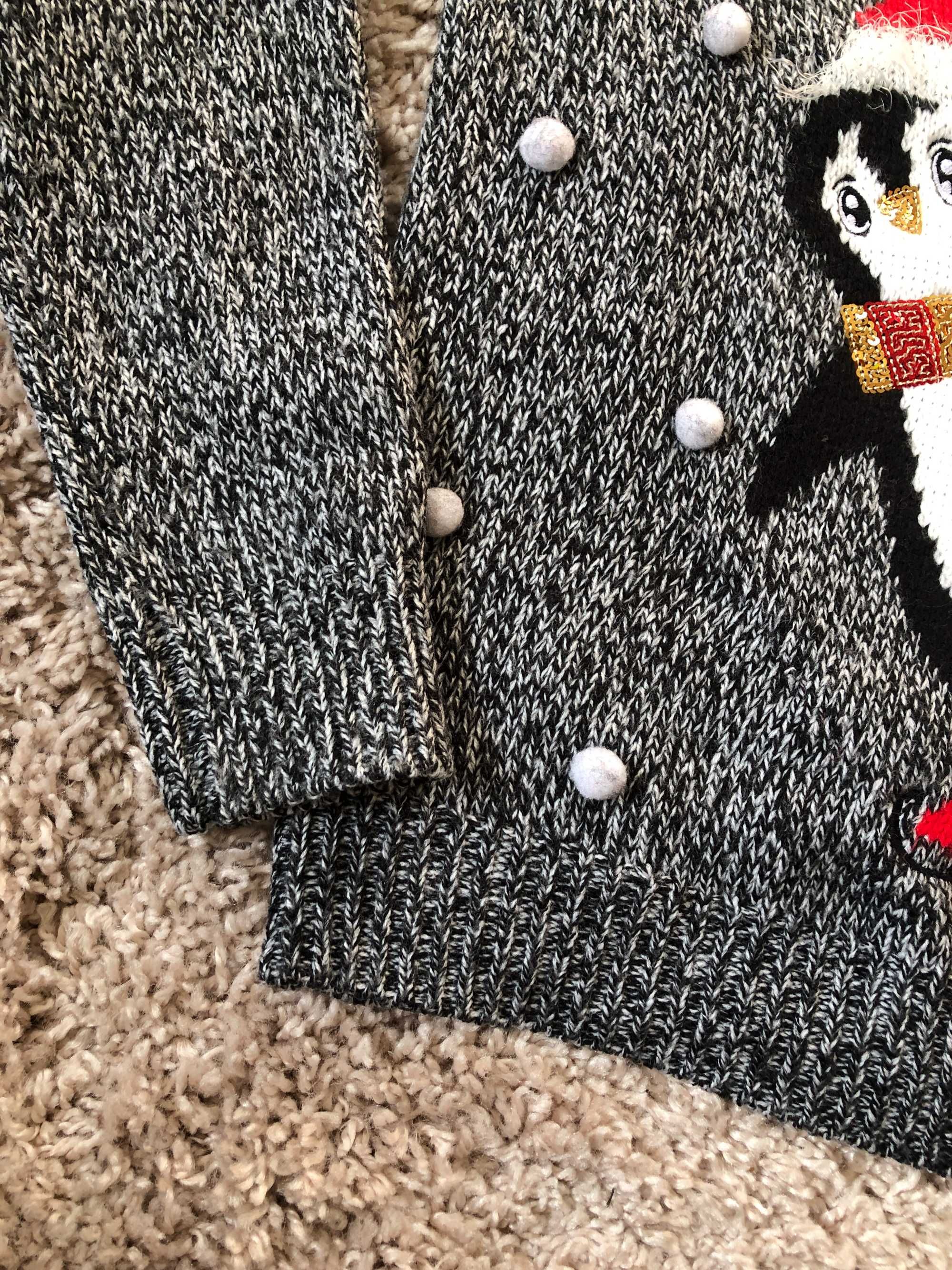 Sweter dziecięcy C&A 134 / 140 świąteczny zimowy pingwin