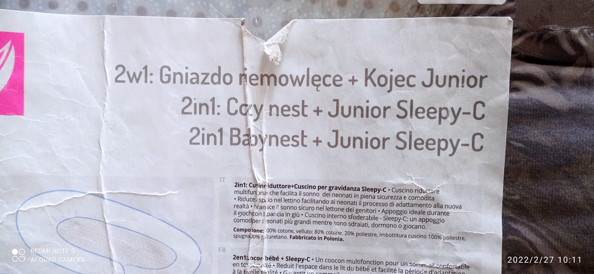 Gniazdo niemowlęce + Kokon 2w1