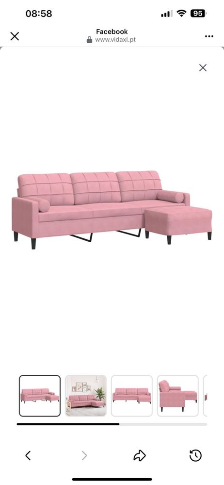 Sofa vida xl 3 lugares com apoio de pé