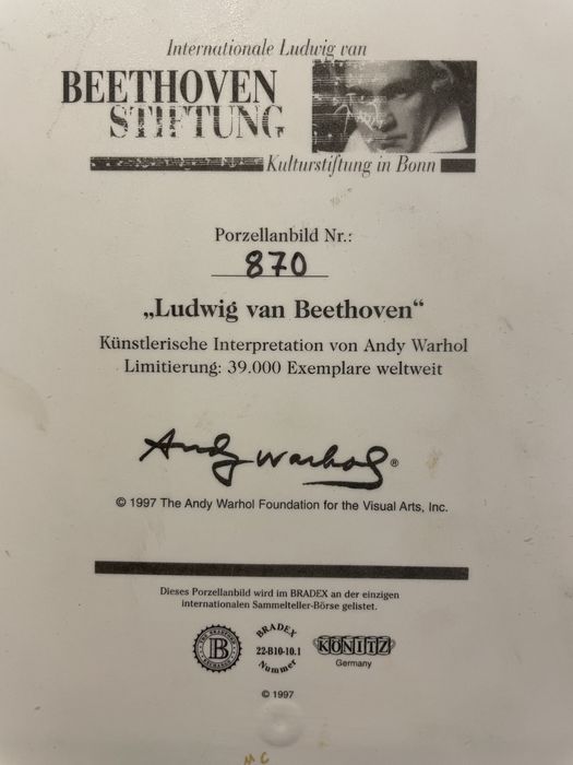 Porcelanowy obraz Andy Warhol Beethoven limitowany unikat