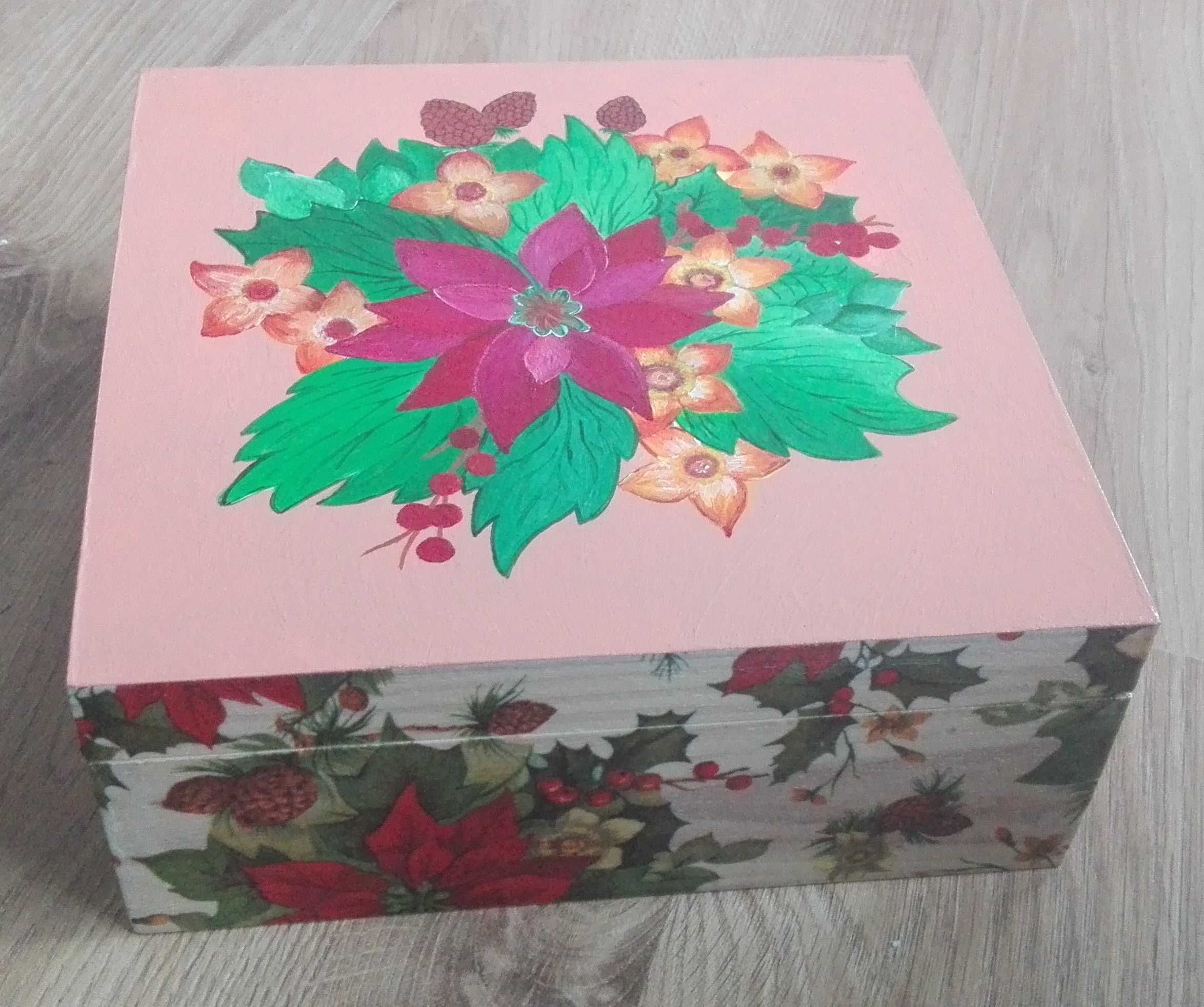 handmade malowana skrzyneczka skrzynka pudełko drewniane