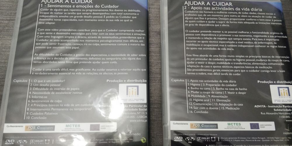 7Manuais 11DVDs advita para cuidadores e apoio a idosos ou dependentes