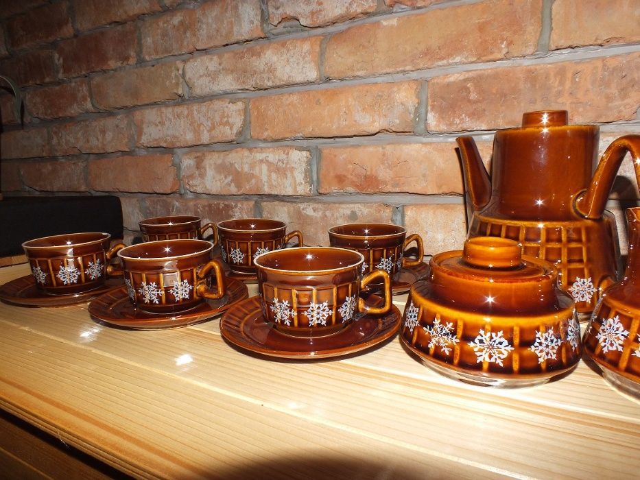 Serwis kawa herbata porcelit Pruszków Kratka zima świąteczny B08115