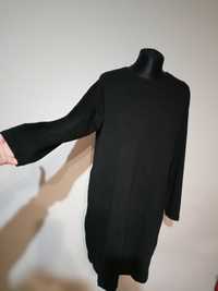 Czarna bawełniana sukienka z długim rękawem, rozmiar XL,
