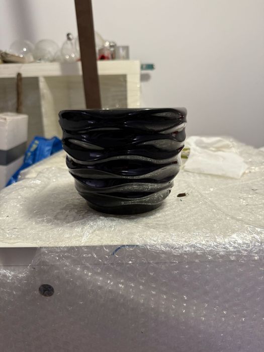 Nowa Donica osłona do kwiatów czarna ceramika