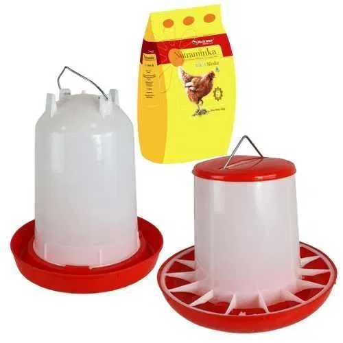 Karmidło 10 kg +poidło 10 l dla kur, gęsi, drbiu +wit dla niosek