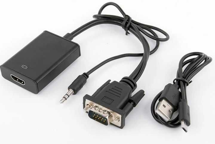 Переходник с VGA на HDMI с аудио и питанием / адаптер