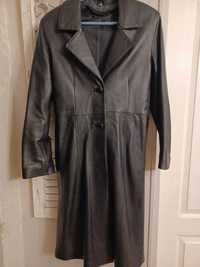 Vintage płaszcz skórzany czarny M 38