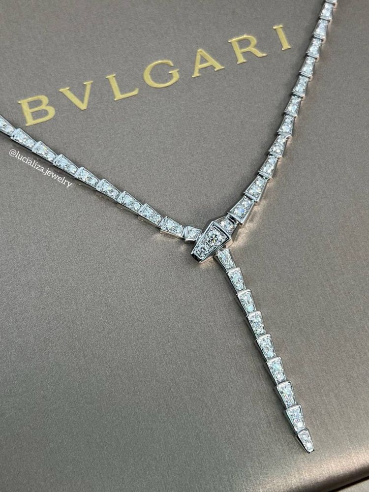 Колье в стиле BVLGARI Serpenti Белое золото