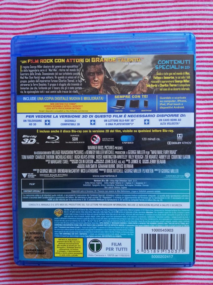 Blu ray + Blu ray 3D "Mad Max: Fury Road" (portes grátis)