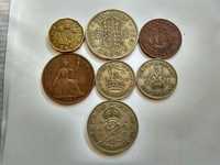 Великобритания,1930-1940е,набор старых монет.7шт.Англия