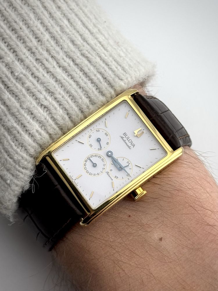 -3K WYPRZEDAŻ! FVAT 18k 750 Bulova Rectangular 13220 KOLEKCJONERSKI