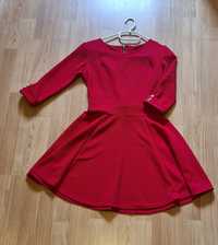 Sukienka czerwona, krótka, rozkloszowana S