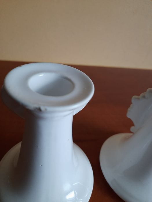 dwa stare świeczniki, majolica, Porto Portugal