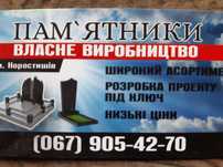Памятники, гранитные изделия