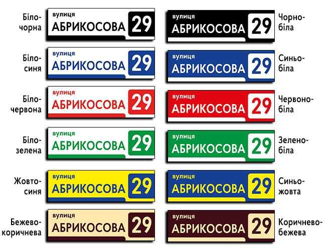 Адресні таблички, адресні покажчики на будинок