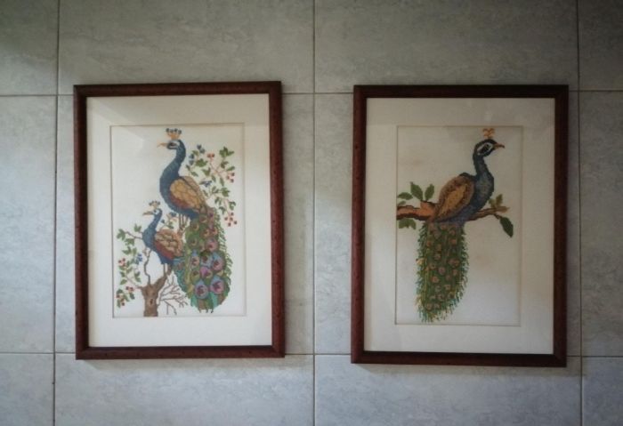 Conjunto de 2 Quadros bordados aPonto Cruz