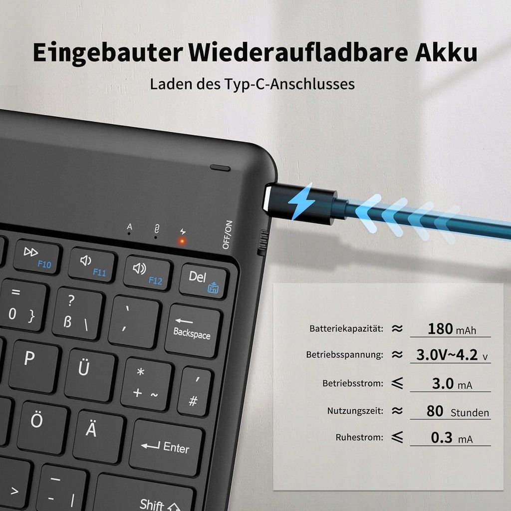 EasyAcc Niemiecka klawiatura Bluetooth, QWERTZ