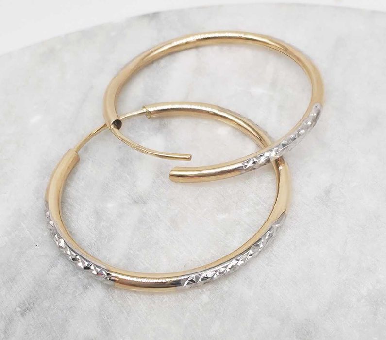 Złote kolczyki koła dwukolorowe 585 GOLD MONEY