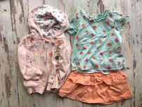 Zestaw wiosenny bluza + bluzka + spódniczka rozm. 98-104