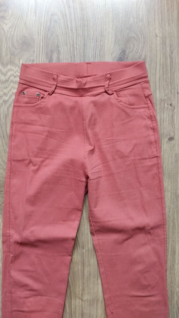 Materiałowe spodnie skinny ceglaste rozm. L 40