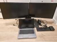 Zestaw Laptop HP EliteBook 740 2xMonitor 23" Stacja dokujaca