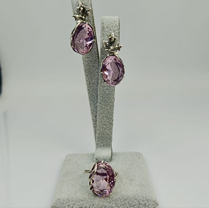 Серебряный набор серьги и кольцо 925 пробы