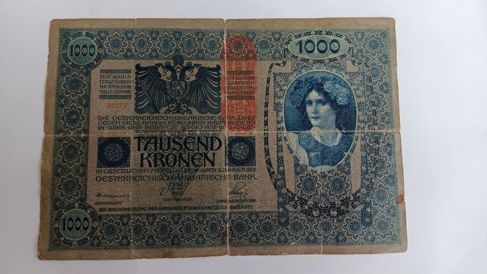 Nota de 1.000 coroas Áustria/Hungria, 1902