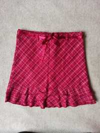 Świąteczna czerwona spódnica w kratę KappAhl, r. 116