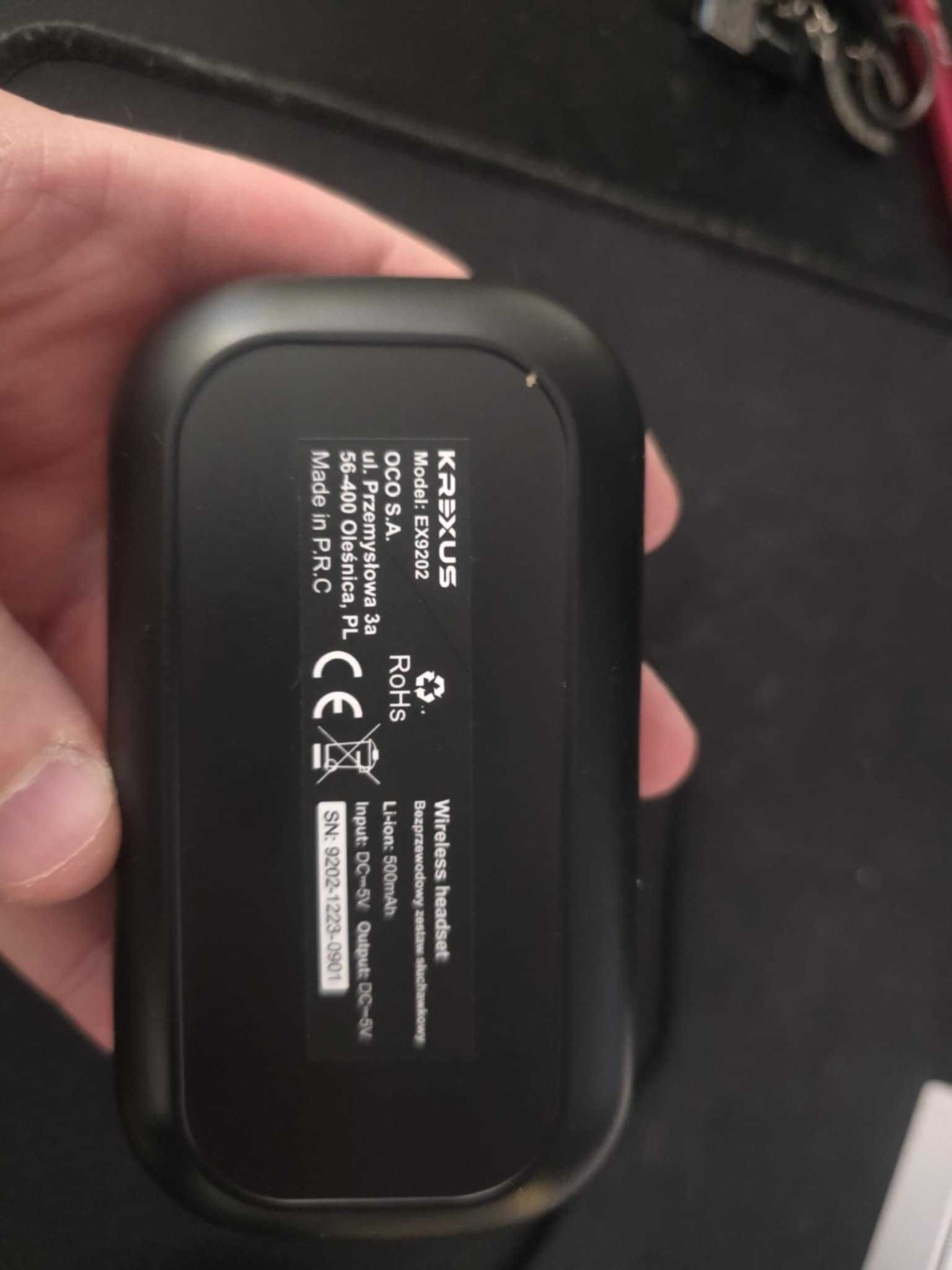 Słuchawka Bluetooth 5.2 PRO QCC Krexus CVC DualMic HD Audio iPowerbank