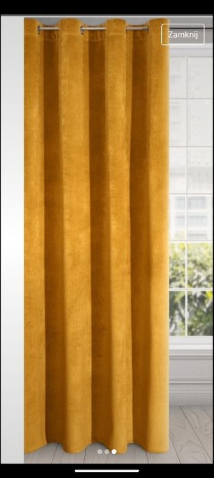 Zasłona Ria Welurowa musztardowa