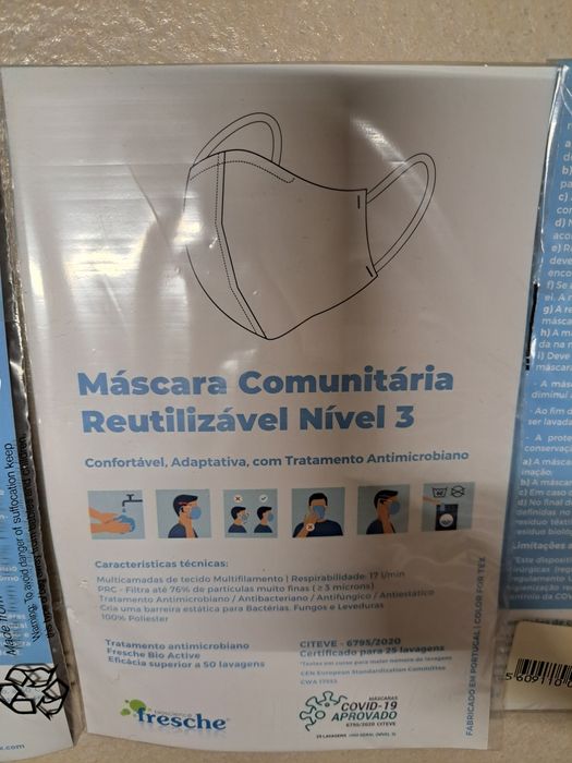 Máscara proteção Covid - reutilizável - nivel 3