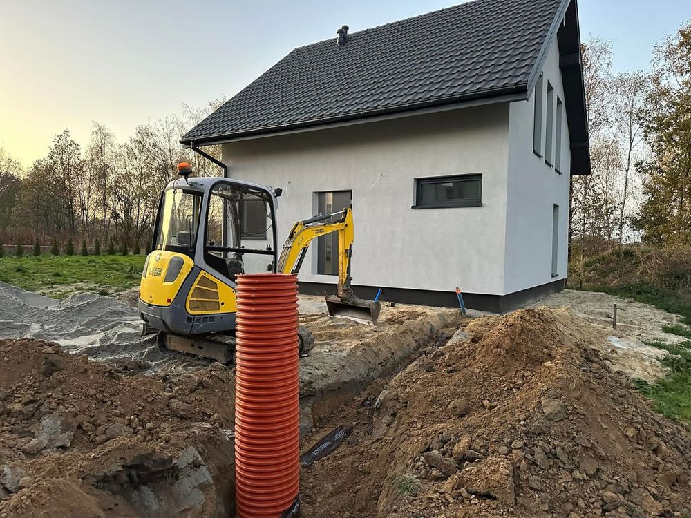 Usługi Minikoparką, wynajem minikoparki, roboty ziemne, przyłącza