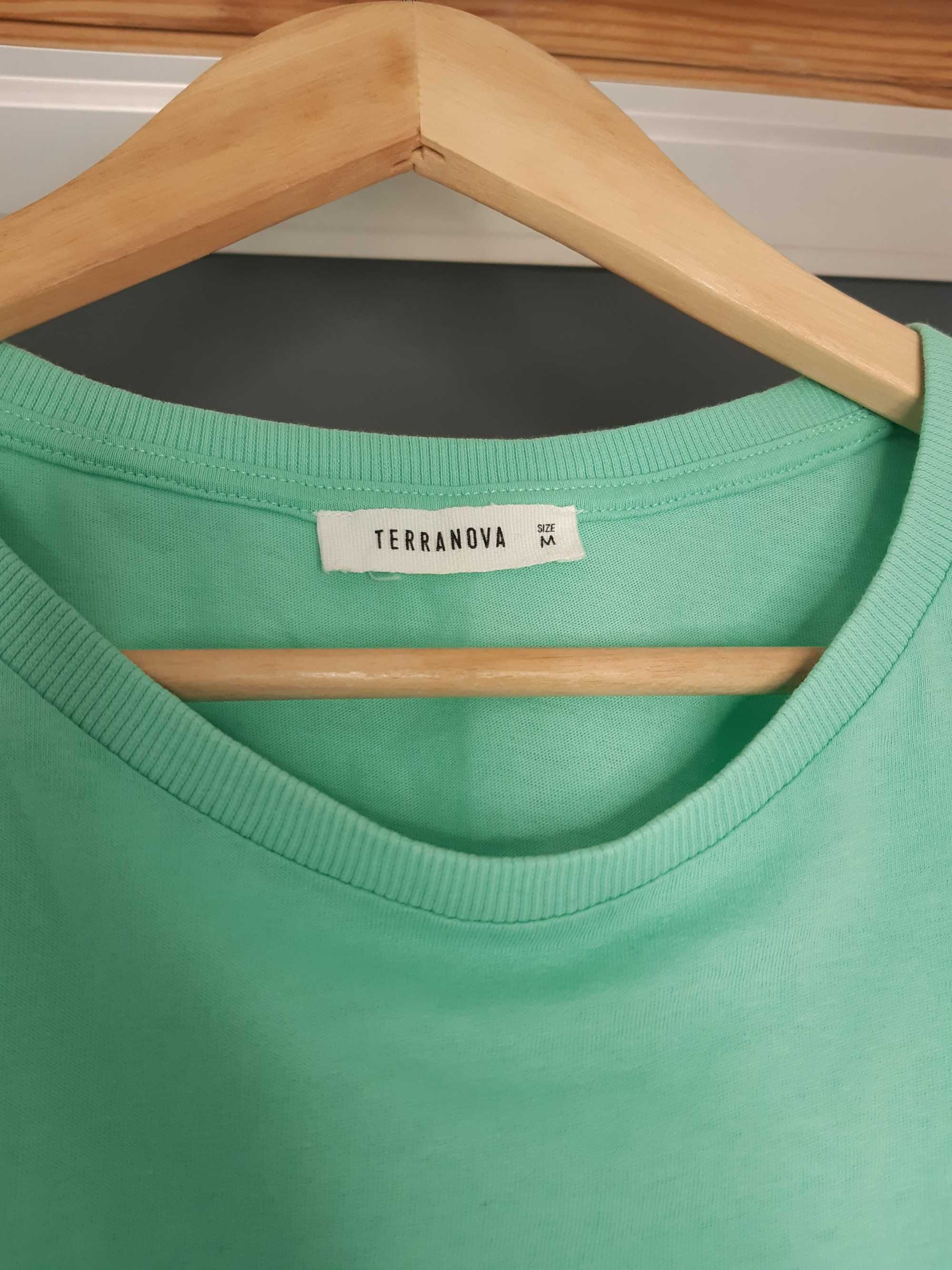miętowy pastelowy krótki T-shirt crop top bawełniany Terranova M