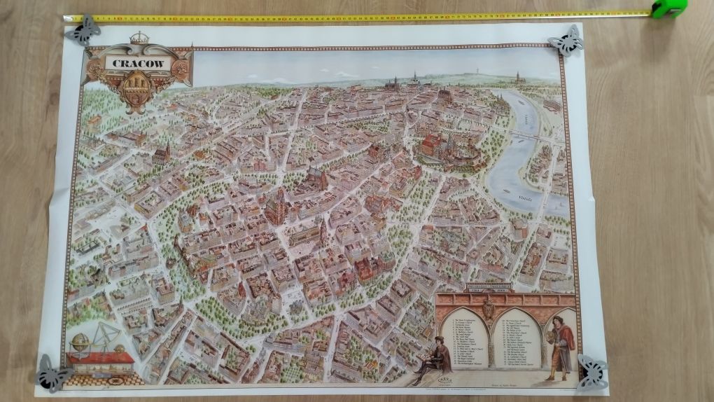 Plakat Kraków stara mapa plan miasta duży unikat