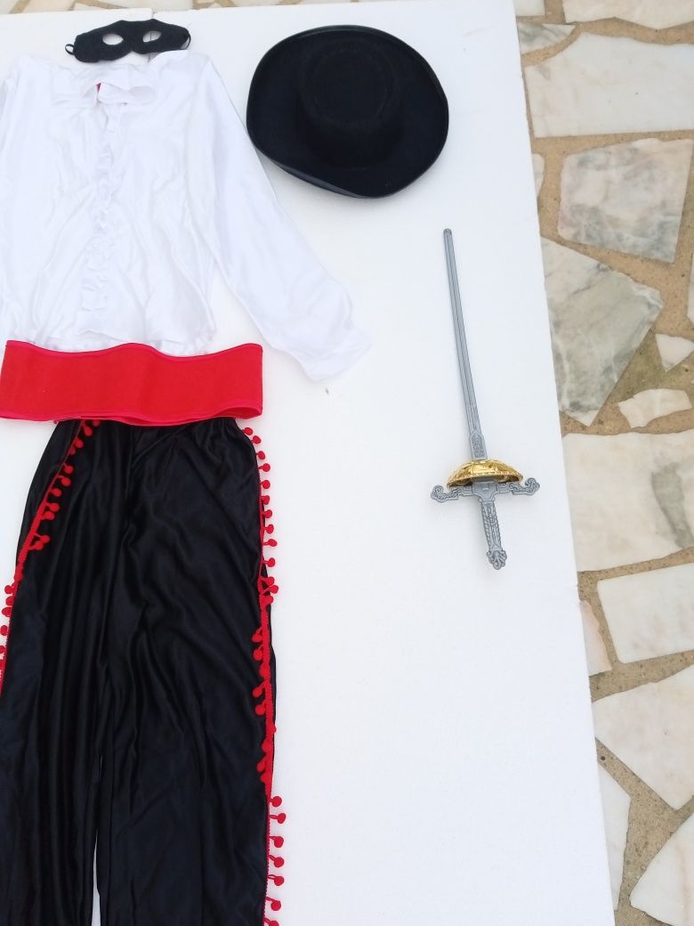 Fato carnaval Zorro 10/12 anos