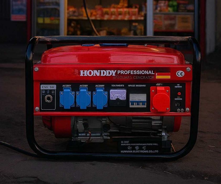 Акция Генератор Honddy 3,5 кВт трехфазный с электростартером Бюджет