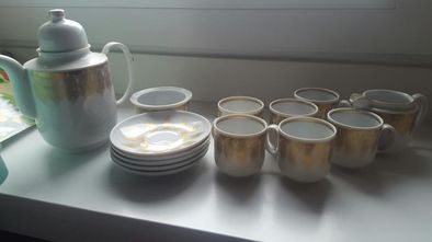 Serwis porcelanowy do kawy dla 6 osób. Vintage. Prl