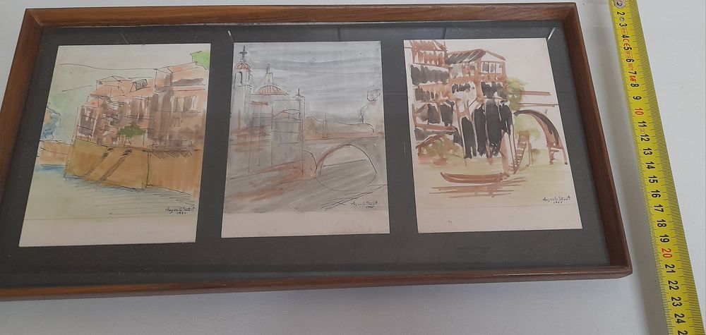 António Cardoso e Augusto Sousa  de 4 quadros antigos.