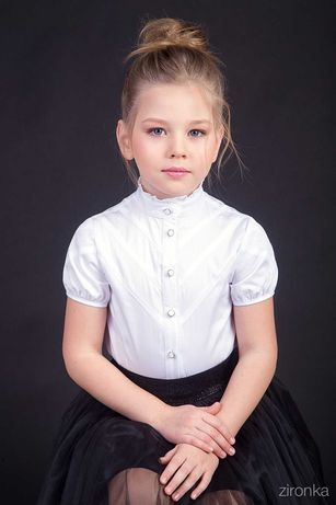 СКИДКА школьная белая блузка с коротким рукавом Тм Zironka Зіронька