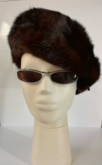 Beret w stylu retro norka futro naturalne